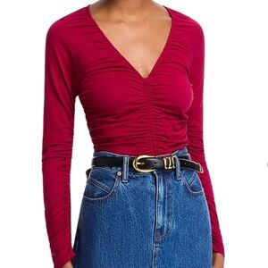 NWOT Aqua Rushed Long Sleeve Top - Ruby Size M